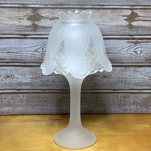 Partylite frosted glass pedestal candle lamp vintage